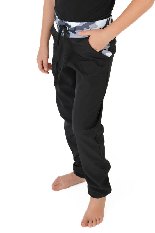 Softshellové kalhoty - šedý maskáč