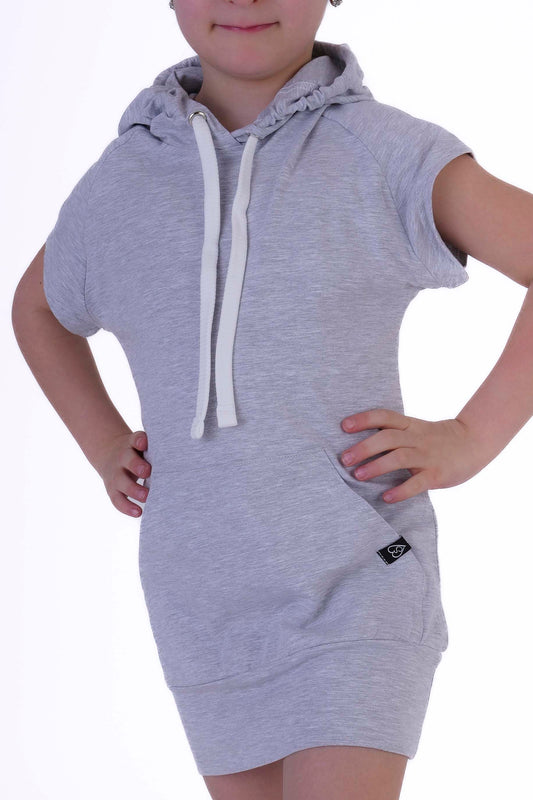 Mikinové šaty s krátkým rukávem - neutrální barvy