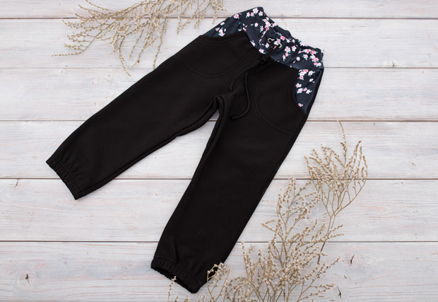 Softshellové kalhoty s beránkem Černé+Květy