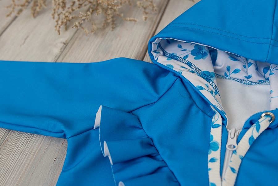 Softshellová bunda bez zateplení Modrá+květy