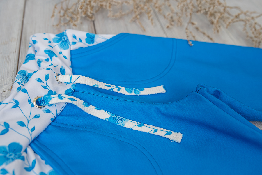 Softshellové kalhoty bez zateplení Modré+květy