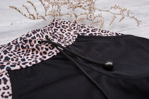 Kalhoty černé vsadka gepard dámské