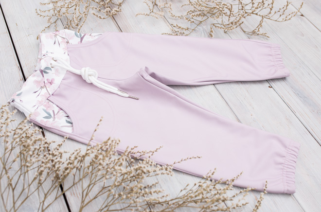 Softshellové kalhoty s fleecem Růžové+Květy