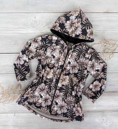 Softshellový kabát s fleecem Tmavý+Béžové palmové listy