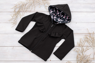 Softshellová bunda s beránkem Černá+Květy
