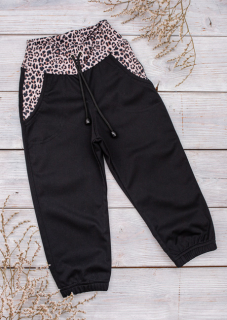 Kalhoty černé vsadka gepard s beránkem dámské