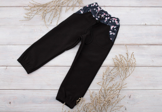 Softshellové kalhoty bez zateplení Černé+Květy