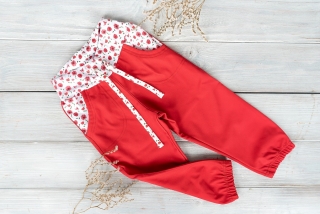 Softshellové kalhoty s fleecem Červené+Mák