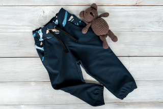 Softshellové kalhoty s fleecem Modré+Letadla