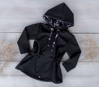 Softshellový kabát s fleecem Černý+Květy