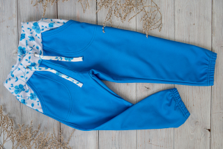 Softshellové kalhoty s fleecem Modré+květy