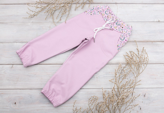 Softshellové kalhoty s fleecem Růžové+Koník