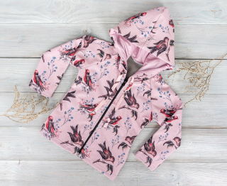 Softshellová bunda s fleecem Růžová+Ptáček